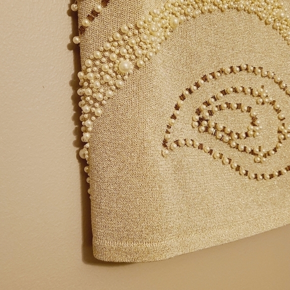 Choice | Vintage Silk Blend Beaded Sleeveless Mock Neck Sweater (Size Medium) - Picture 10 of 12